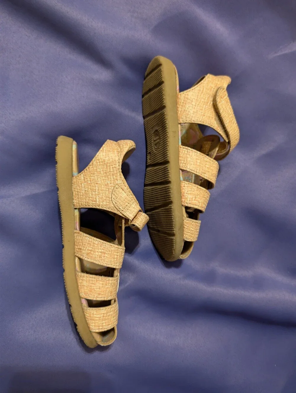 Kids Straw-Style Closed-Toe Sandals in Beige Toddler Size 10
